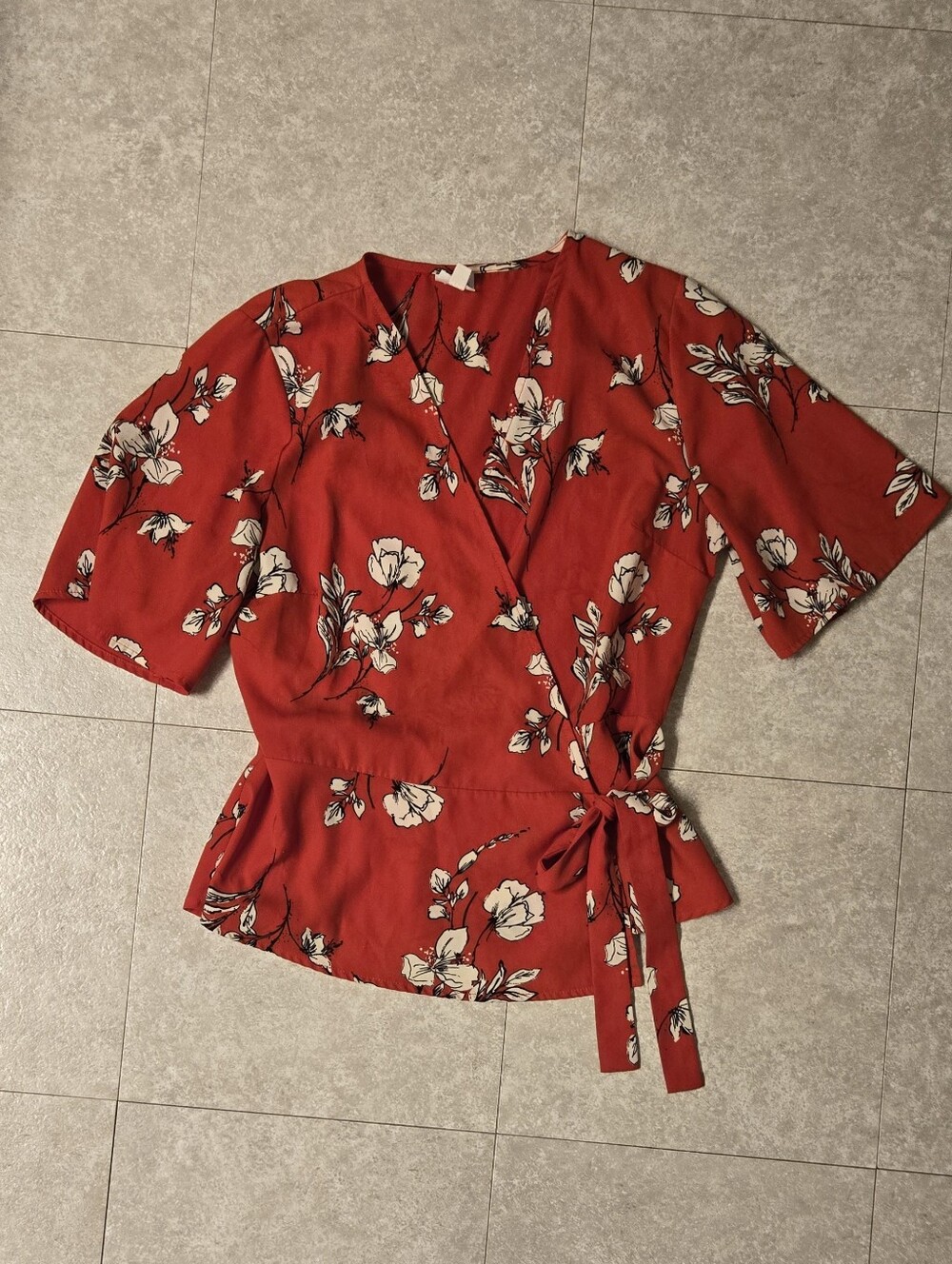 Red Kimono Wrap Top